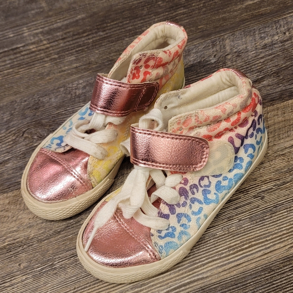 The Children’s Place Girls Rainbow Animal Print Hi Top Sneakers Size US 12